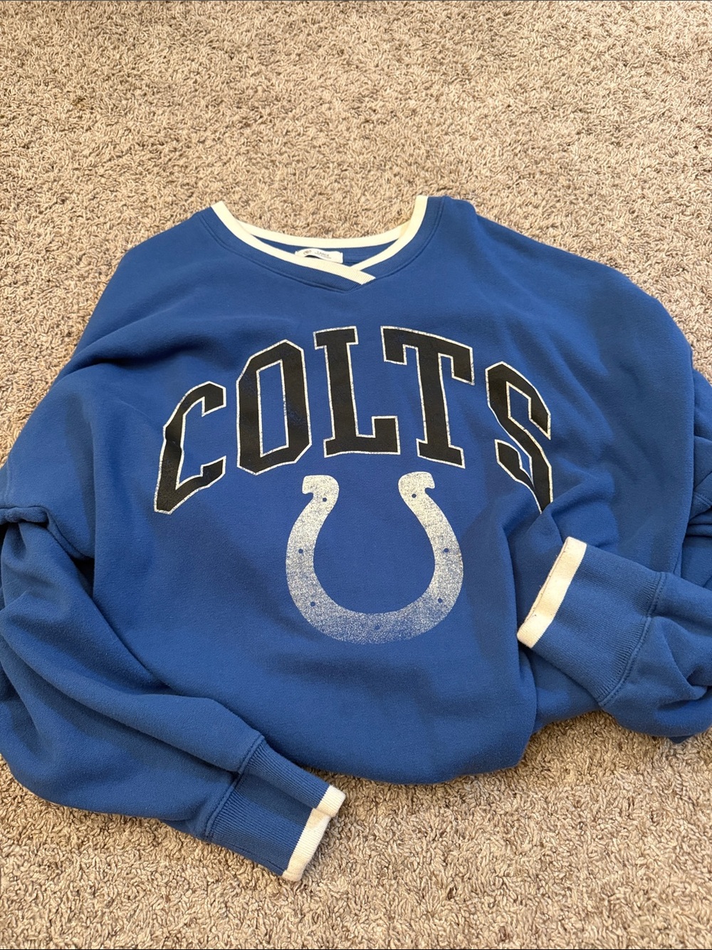 47 Women's COLTS Royal Blue Crewneck Sweatshirt with White Trim